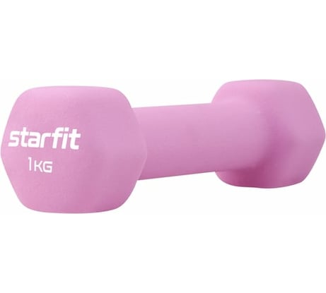 Неопреновая гантель Starfit DB-201 1 кг, розовый пастель УТ-00018829