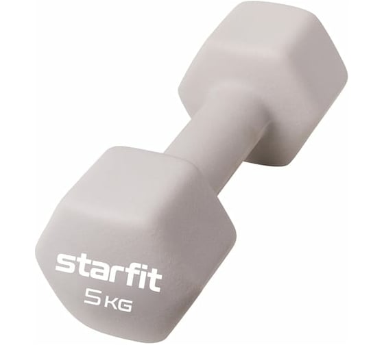 Неопреновая гантель Starfit DB-201 5 кг, тепло-серый пастель УТ-00018835