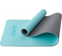 Коврик для йоги и фитнеса Starfit FM-201 TPE, 0.7 см, 173x61 см, мятный/серый УТ-00018917