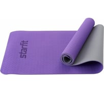 Коврик для йоги и фитнеса Starfit FM-201 TPE, 0.5 см, 173x61 см, фиолетовый/серый УТ-00018912