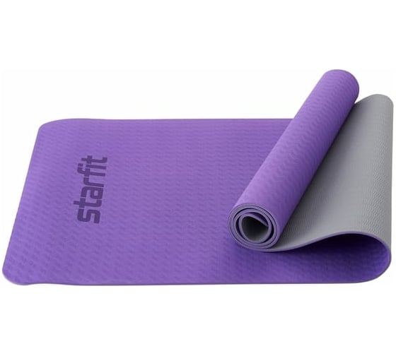 Коврик для йоги и фитнеса Starfit FM-201 TPE, 0.5 см, 173x61 см, фиолетовый/серый УТ-00018912