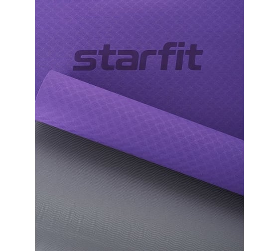 Коврик для йоги и фитнеса Starfit FM-201 TPE, 0.5 см, 173x61 см, фиолетовый/серый УТ-00018912