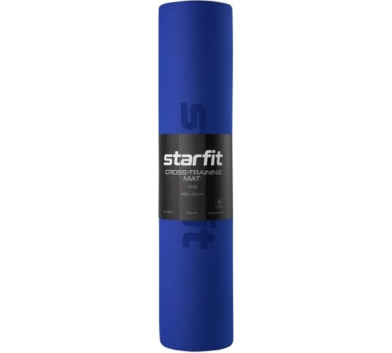 Коврик для йоги и фитнеса Starfit FM-201 TPE, 0.6 см, 183x61 см, синий/темно-синий ЦБ-00001595