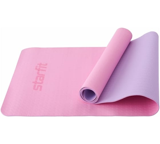 Коврик для йоги и фитнеса Starfit FM-201 TPE, 0.4 см, 173x61 см, розовый пастель/фиолет пастель УТ-00018911