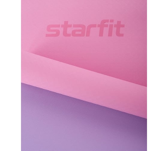 Коврик для йоги и фитнеса Starfit FM-201 TPE, 0.4 см, 173x61 см, розовый пастель/фиолет пастель УТ-00018911