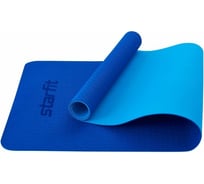 Коврик для йоги и фитнеса Starfit FM-201 TPE, 0.4 см, 173x61 см, темно-синий/синий УТ-00018910