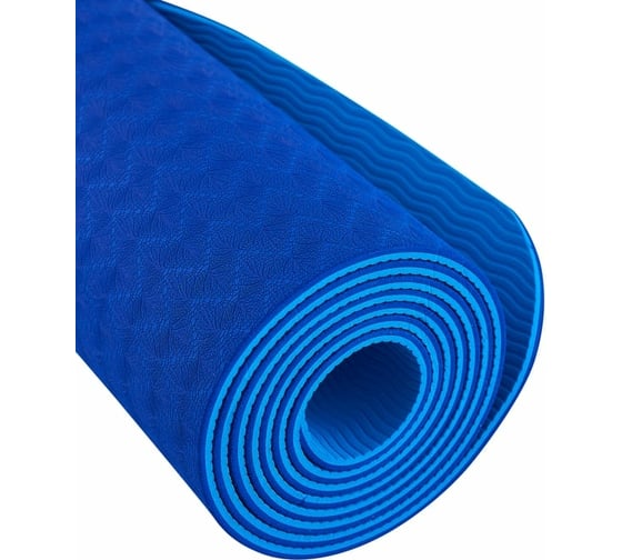 Коврик для йоги и фитнеса Starfit FM-201 TPE, 0.4 см, 173x61 см, темно-синий/синий УТ-00018910