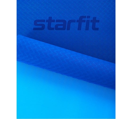 Коврик для йоги и фитнеса Starfit FM-201 TPE, 0.4 см, 173x61 см, темно-синий/синий УТ-00018910