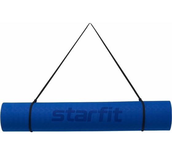 Коврик для йоги и фитнеса Starfit FM-201 TPE, 0.4 см, 173x61 см, темно-синий/синий УТ-00018910