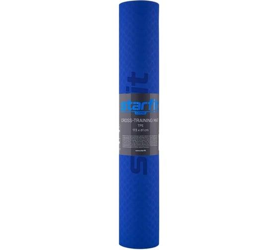 Коврик для йоги и фитнеса Starfit FM-201 TPE, 0.4 см, 173x61 см, темно-синий/синий УТ-00018910