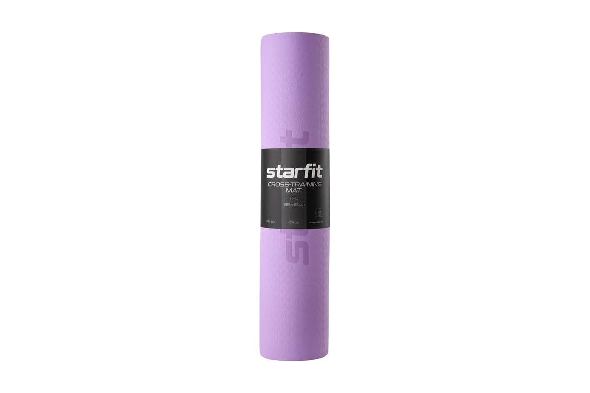 Коврик для йоги и фитнеса Starfit FM-201 TPE, 0.6 см, 183x61 см, фиолетовый  пастель/серый Starfit ЦБ-00001565 - выгодная цена, отзывы, характеристики,  фото - купить в Москве и РФ