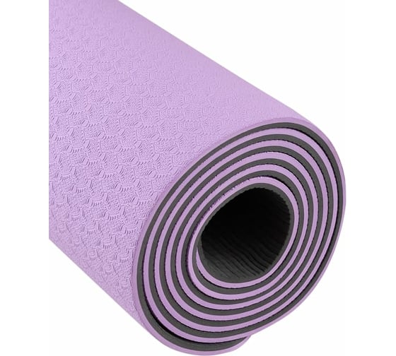 Коврик для йоги и фитнеса Starfit FM-201 TPE, 0.6 см, 183x61 см, фиолетовый пастель/серый Starfit ЦБ-00001565