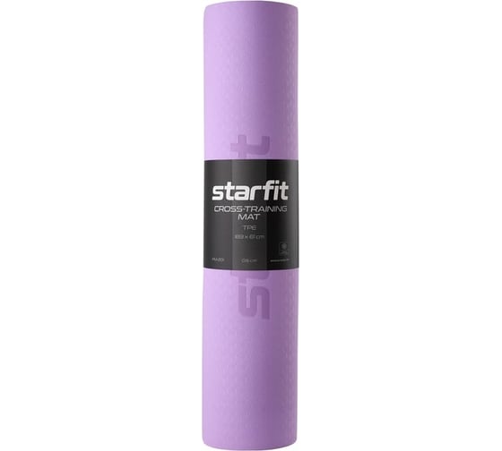 Коврик для йоги и фитнеса Starfit FM-201 TPE, 0.6 см, 183x61 см, фиолетовый пастель/серый Starfit ЦБ-00001565