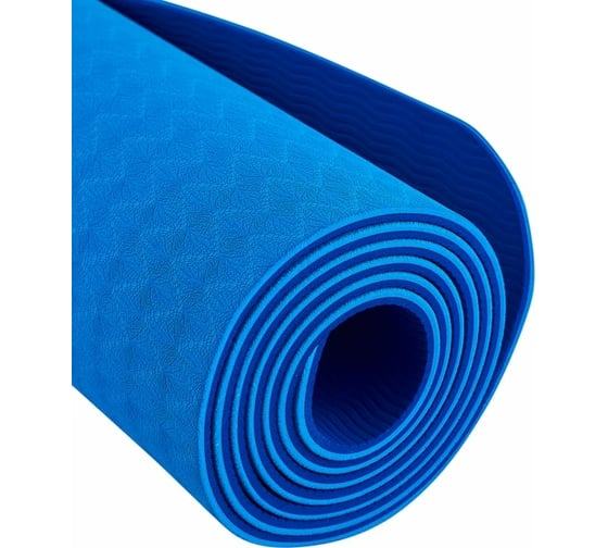 Коврик для йоги и фитнеса Starfit FM-201 TPE, 0.6 см, 173x61 см, синий/темно-синий УТ-00018914