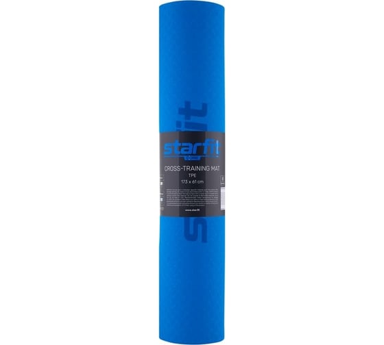 Коврик для йоги и фитнеса Starfit FM-201 TPE, 0.6 см, 173x61 см, синий/темно-синий УТ-00018914