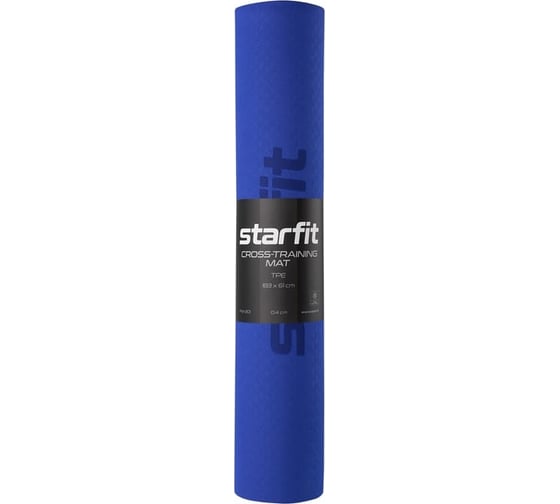 Коврик для йоги и фитнеса Starfit FM-201 TPE, 0.4 см, 183x61 см, темно-синий/синий ЦБ-00001563