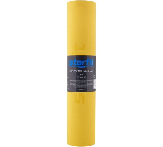 Коврик для йоги и фитнеса Starfit FM-201 TPE, 0.7 см, 173x61 см, желтый/серый УТ-00018916