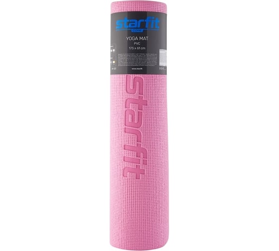 Коврик для йоги и фитнеса Starfit FM-101 PVC, 0.8 см, 173x61 см, розовый пастель УТ-00018907