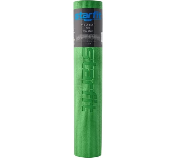 Коврик для йоги и фитнеса Starfit FM-101 PVC, 0.5 см, 173x61 см, зеленый УТ-00018901