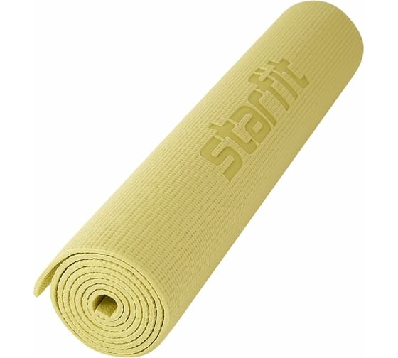 Коврик для йоги и фитнеса Starfit FM-101 PVC, 0.6 см, 173x61 см, желтый пастель УТ-00018904