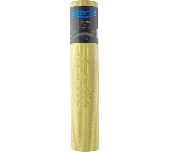 Коврик для йоги и фитнеса Starfit FM-101 PVC, 0.6 см, 173x61 см, желтый пастель УТ-00018904