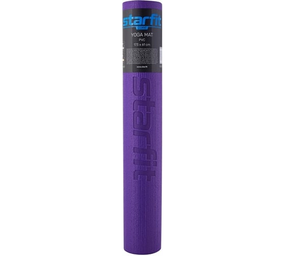 Коврик для йоги и фитнеса Starfit FM-101 PVC, 0.4 см, 173x61 см, фиолетовый УТ-00018899
