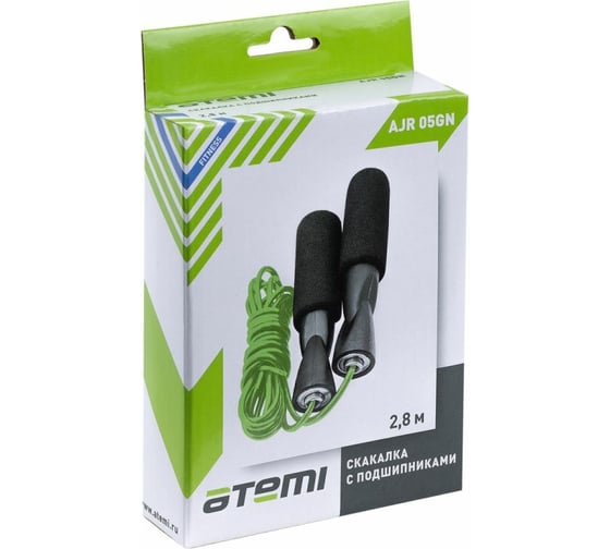 Скакалка на подшипниках ATEMI AJR05GN, 2.8 м, зеленая 00000136066
