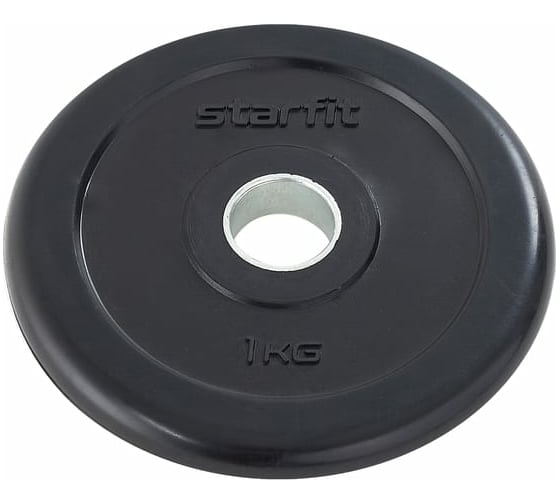 Обрезиненный диск Starfit BB-202 1 кг, d=26 мм, стальная втулка, черный ЦБ-00001410