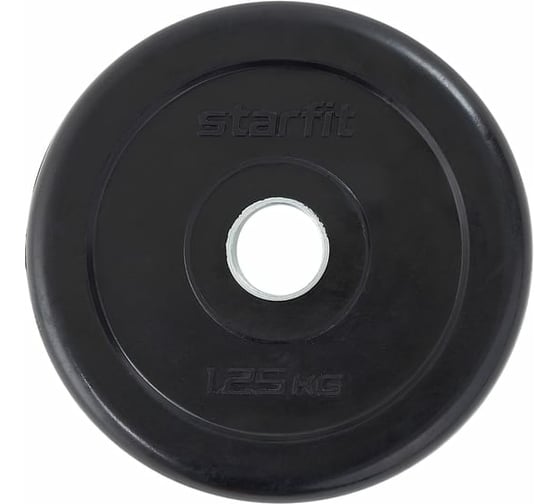 Обрезиненный диск Starfit BB-202 1.25 кг, d=26 мм, стальная втулка, черный УТ-00018804