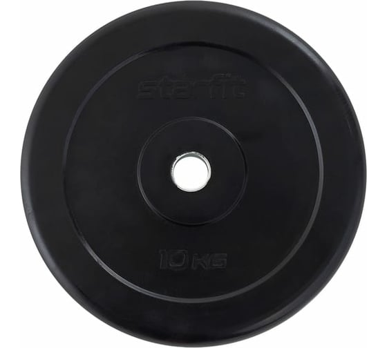 Обрезиненный диск Starfit BB-202 10 кг, d=26 мм, стальная втулка, черный УТ-00018807
