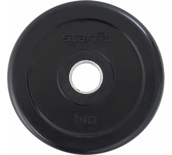Обрезиненный диск Starfit BB-202 1 кг, d=26 мм, стальная втулка, черный УТ-00018803