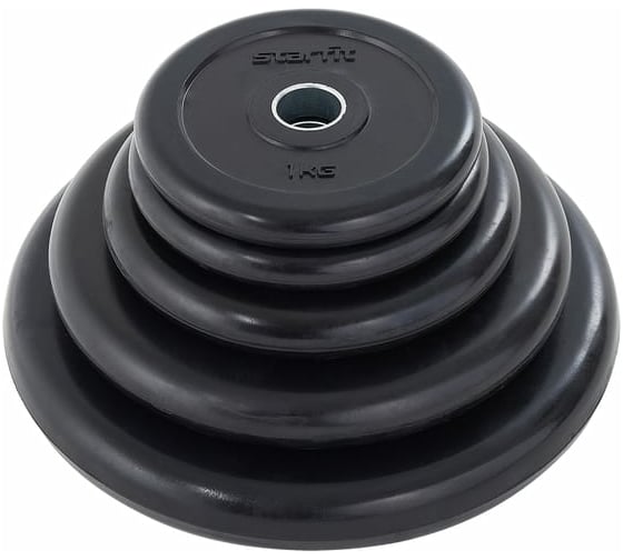 Обрезиненный диск Starfit BB-202 1 кг, d=26 мм, стальная втулка, черный УТ-00018803