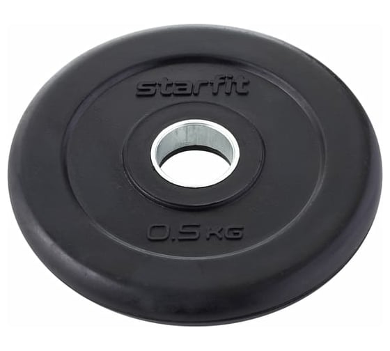 Обрезиненный диск Starfit BB-202 0.5 кг, d=26 мм, стальная втулка, черный ЦБ-00001409 1
