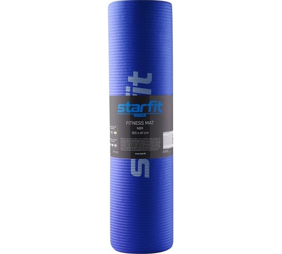 Коврик для йоги и фитнеса Starfit FM-301 NBR, 1.2 см, 183x61 см, темно-синий УТ-00018920
