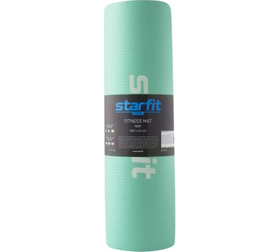 Коврик для йоги и фитнеса Starfit FM-301 NBR, 1.2 см, 183x61 см, мятный УТ-00018921