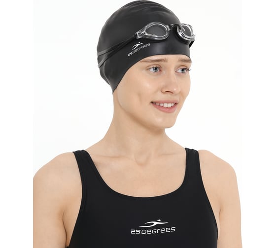 Шапочка для плавания 25Degrees Mamana Black 25D21014A, силикон, для длинных волос УТ-00019524