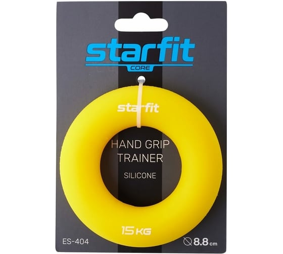 Кистевой эспандер-кольцо Starfit ES-404, силикогель, d=8,8 см, 15 кг, желтый УТ-00019245