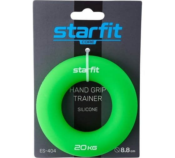 Кистевой эспандер-кольцо Starfit ES-404, силикогель, d=8,8 см, 20 кг, зеленый УТ-00019246