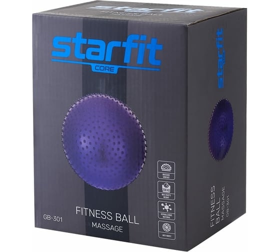 Массажный фитбол Starfit GB-301 75 см, антивзрыв, фиолетовый УТ-00018942