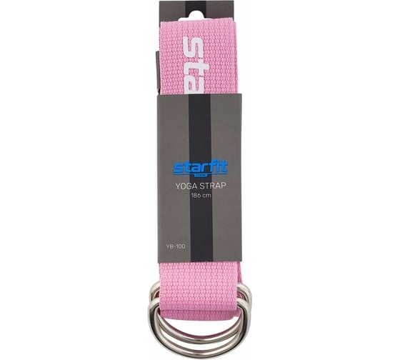 Ремень для йоги Starfit YB-100 180 см, хлопок, розовый пастель УТ-00019276