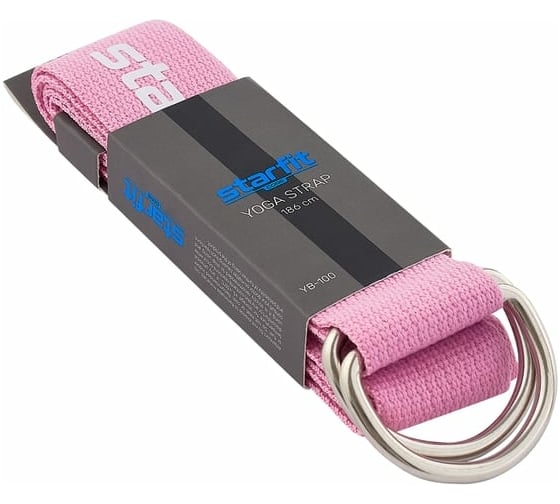 Ремень для йоги Starfit YB-100 180 см, хлопок, розовый пастель УТ-00019276