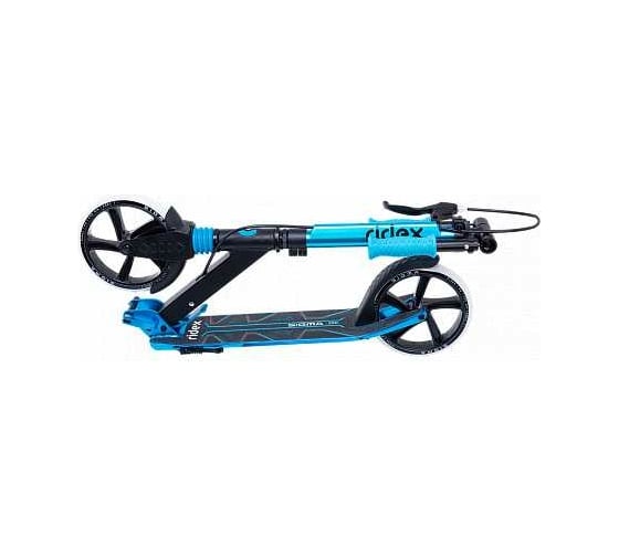 Самокат 2-х колесный RIDEX Sigma 200 мм, ручной тормоз, черный/голубой УТ-00018395