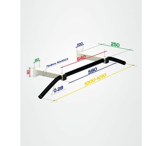 Настенный разборный турник Basefit Slim 1, d=28 мм, ширина 100 см, вынос 25 см УТ-00018784