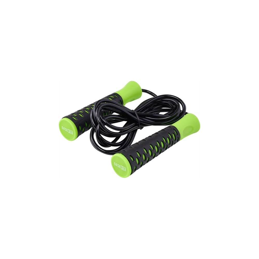 Скакалка с нескользящей ручкой Basefit RP-103 PVC, 3.05 м, черный/зеленый  УТ-00019771 - выгодная цена, отзывы, характеристики, фото - купить в Москве  и РФ