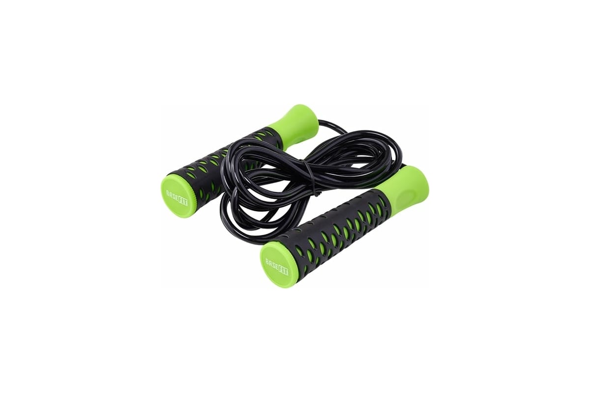 Скакалка с нескользящей ручкой Basefit RP-103 PVC, 3.05 м, черный/зеленый  УТ-00019771 - выгодная цена, отзывы, характеристики, фото - купить в Москве  и РФ