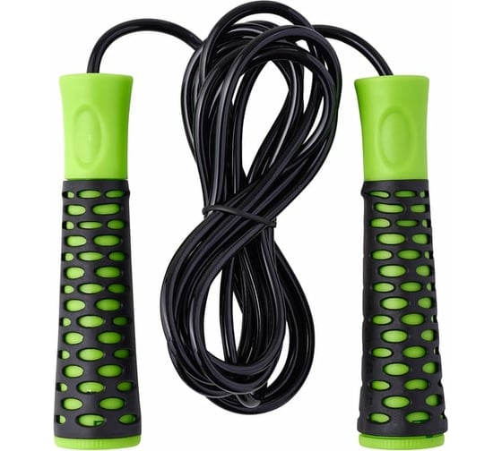 Скакалка с нескользящей ручкой Basefit RP-103 PVC, 3.05 м, черный/зеленый УТ-00019771