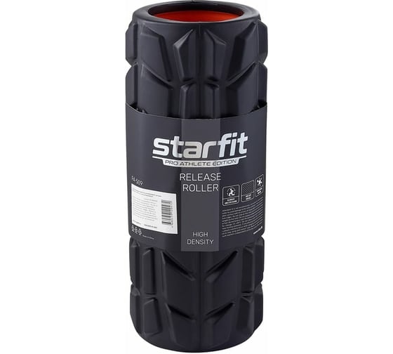 Массажный ролик Starfit FA-509 EVA/PP, высокая жесткость, 33x13.5 cм, черный/оранжевый УТ-00019056