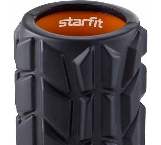 Массажный ролик Starfit FA-509 EVA/PP, высокая жесткость, 33x13.5 cм, черный/оранжевый ЦБ-00001502