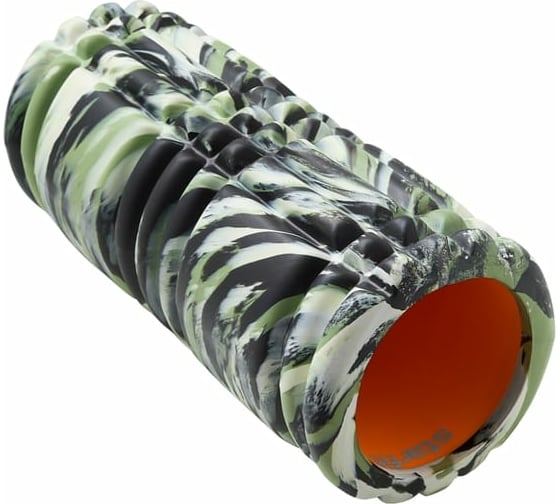 Массажный ролик Starfit FA-508 EVA/PP, низкая жесткость, 33x14 cм, зеленый камуфляж/оранжевый ЦБ-00001500