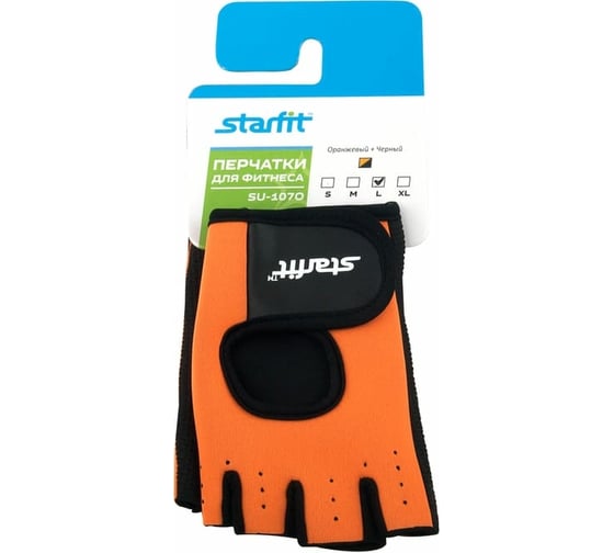Перчатки для фитнеса Starfit SU-107, оранжевый/черный УТ-00008326